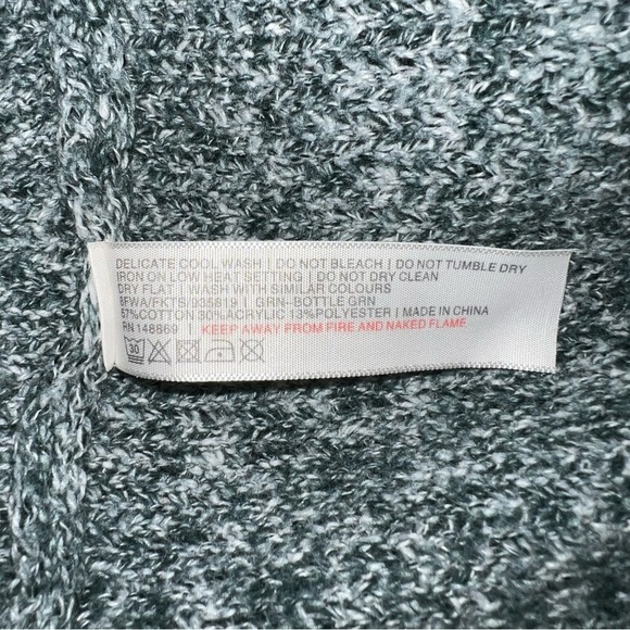 Fat Face Green/Gray Marbled Knit Long Sleeve Crew Neck Sweater - Size 10/Medium - Picture 7 of 7